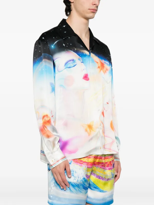 Casablanca プリント シルクシャツ | ブルー | FARFETCH JP