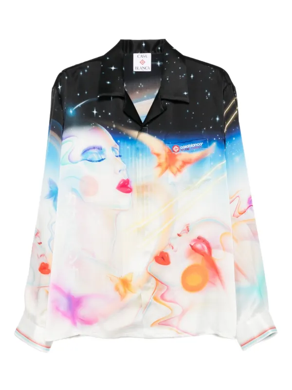 [CASABLANCA]ブルースカイプリントシルクツイルシャツ Casablanca プリント シルクシャツ | ブルー | FARFETCH JP