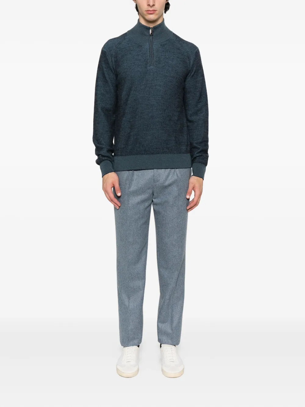 Brioni ribbed zip-neck sweater | Knitted Sweaters | Image 2