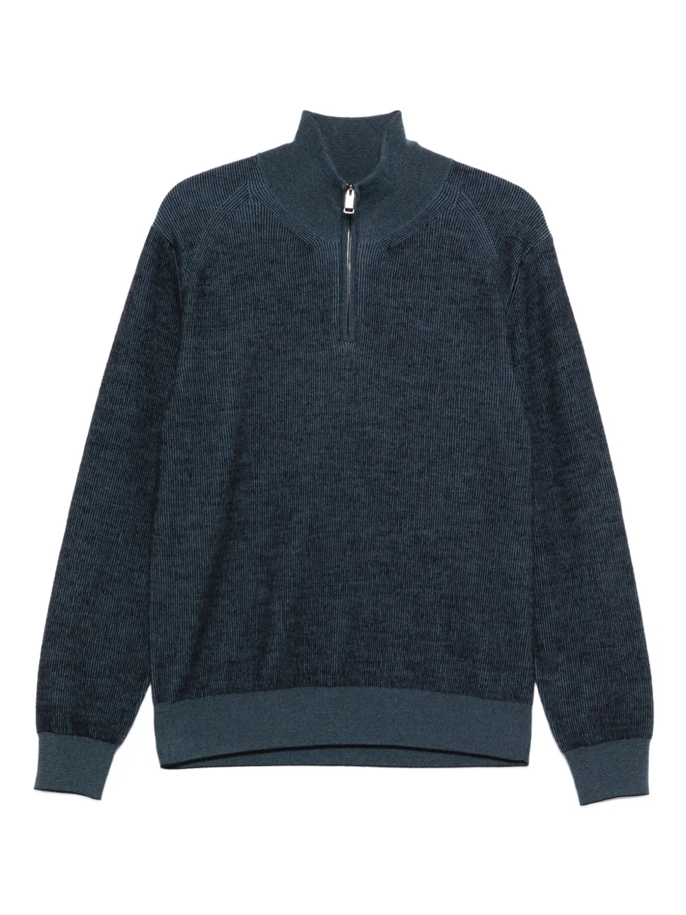 Brioni Geribbelde trui met ritshals Blauw