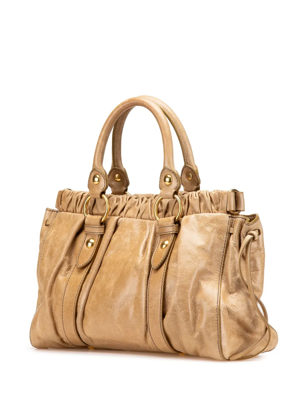 Pre-owned Miu Miu 2010s Vitello Lux Gathered Satchel