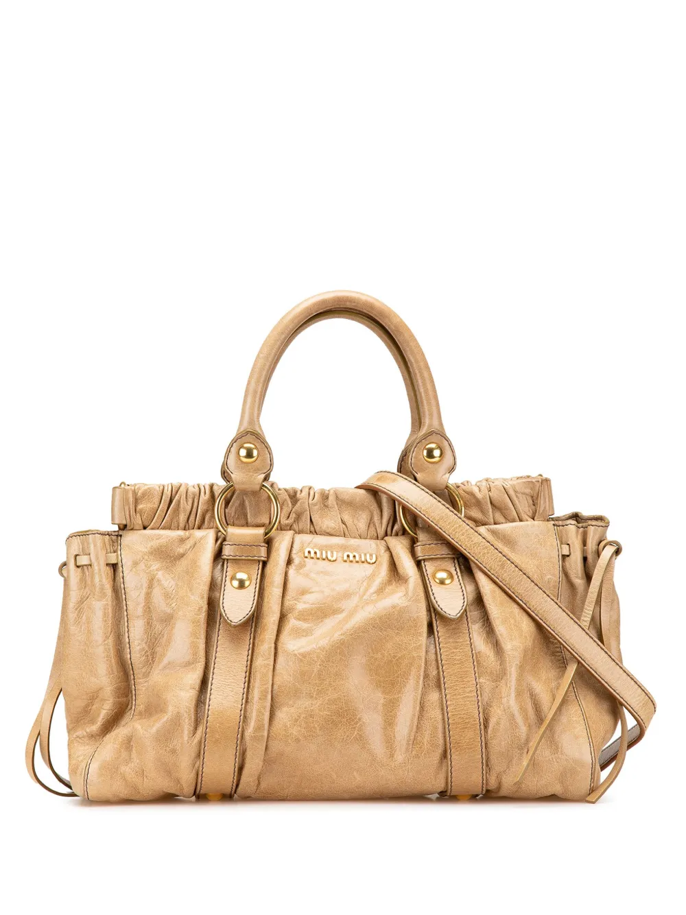 Miu Miu Pre-Owned 2010s Vitello Lux Gathered satchel | Brown | Image 1