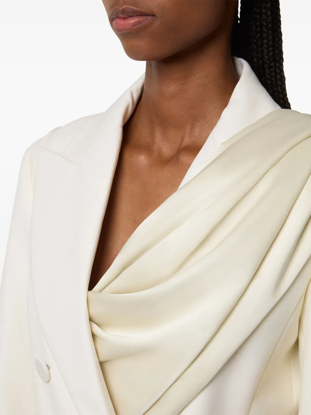 Nina Ricci draped-scarf double-breasted blazer Beige