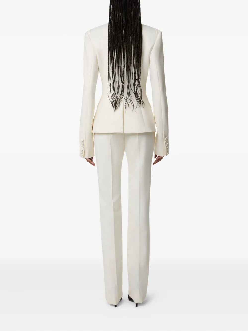 Nina Ricci draped-scarf double-breasted blazer Beige