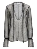 Nina Ricci polka-dot ruffled top - Black