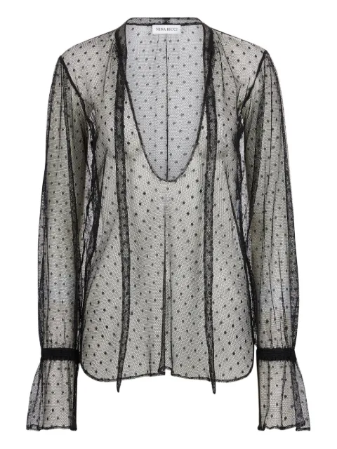 Nina Ricci polka-dot ruffled top