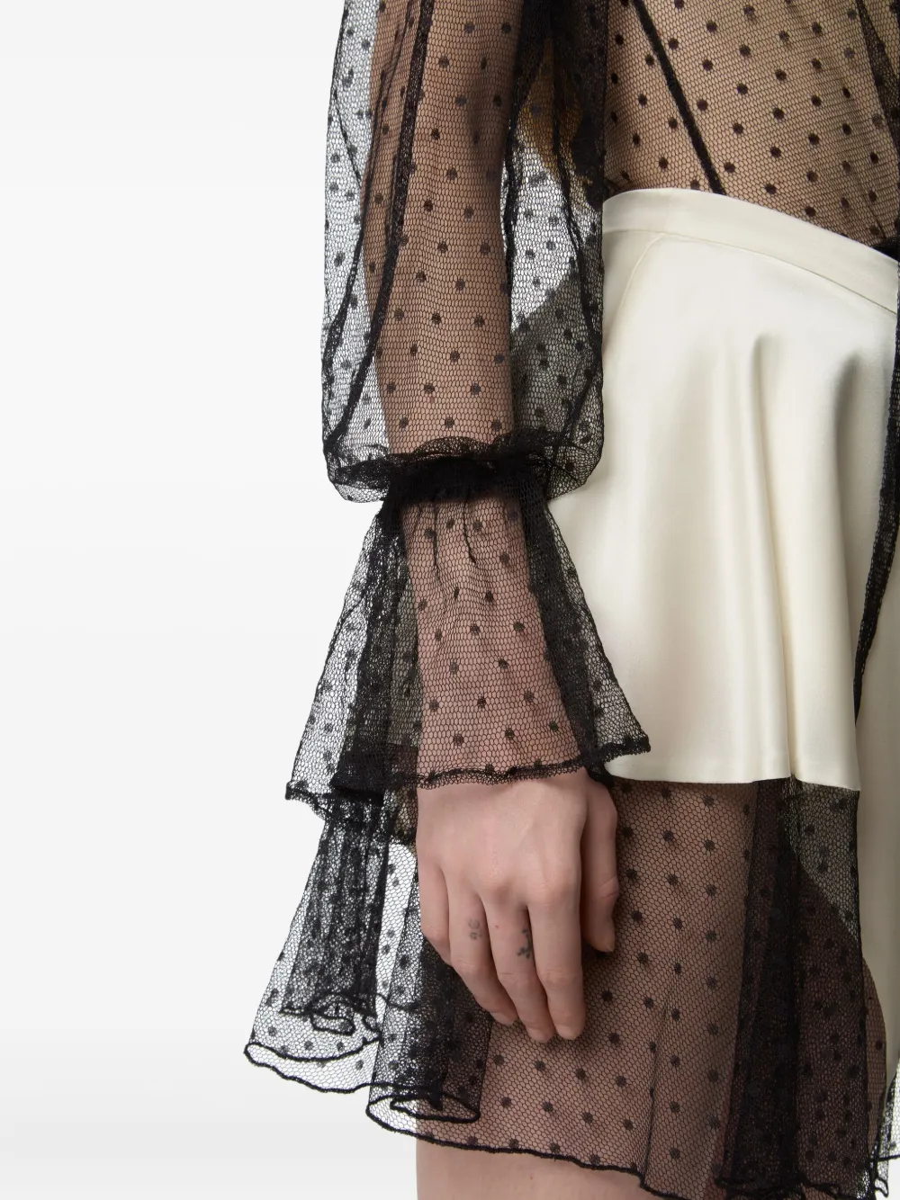 Nina Ricci polka-dot ruffled top Zwart