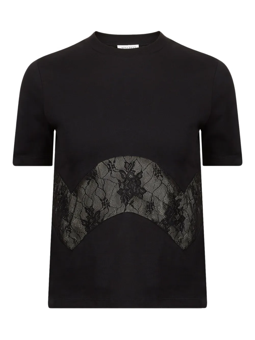 Nina Ricci lace-insert cotton T-shirt Zwart