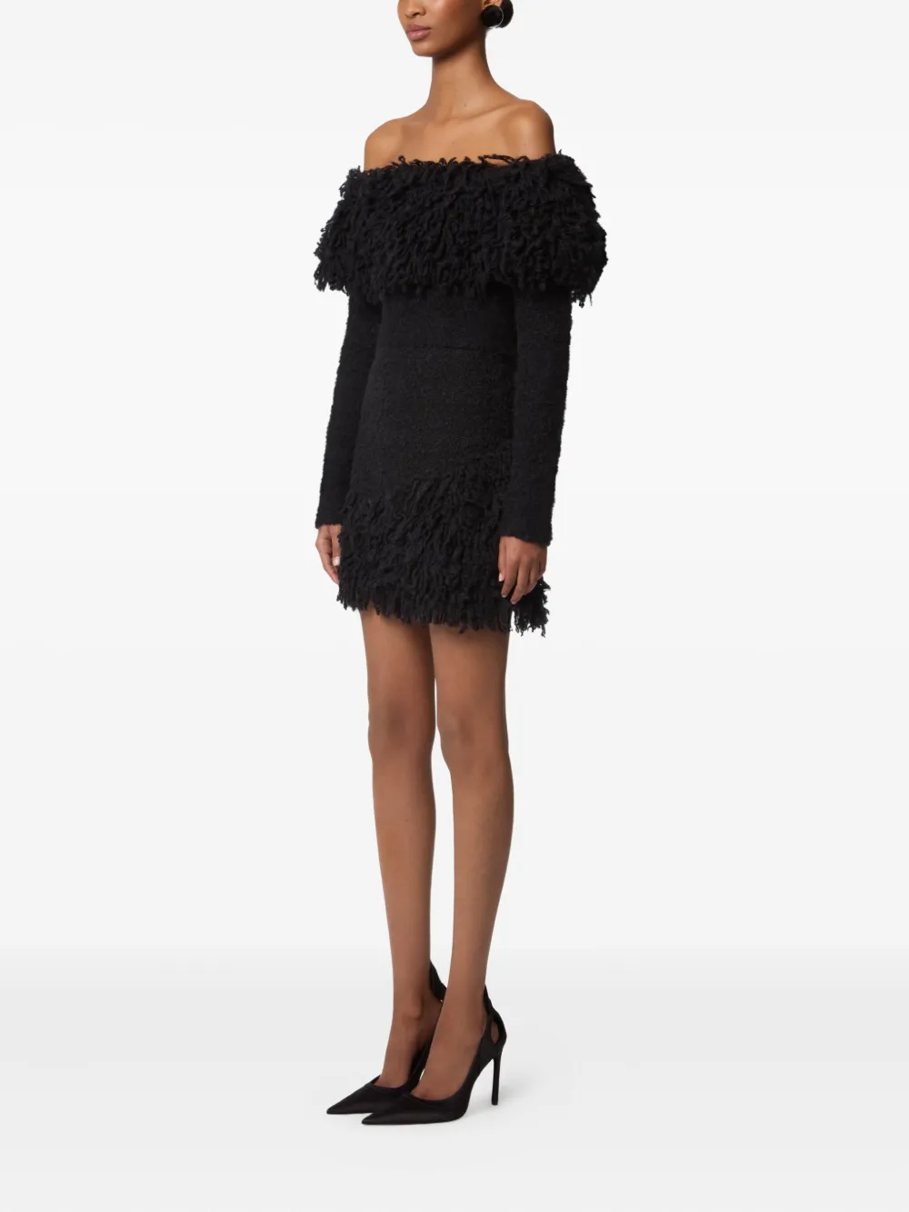Nina Ricci fringed mini skirt Zwart