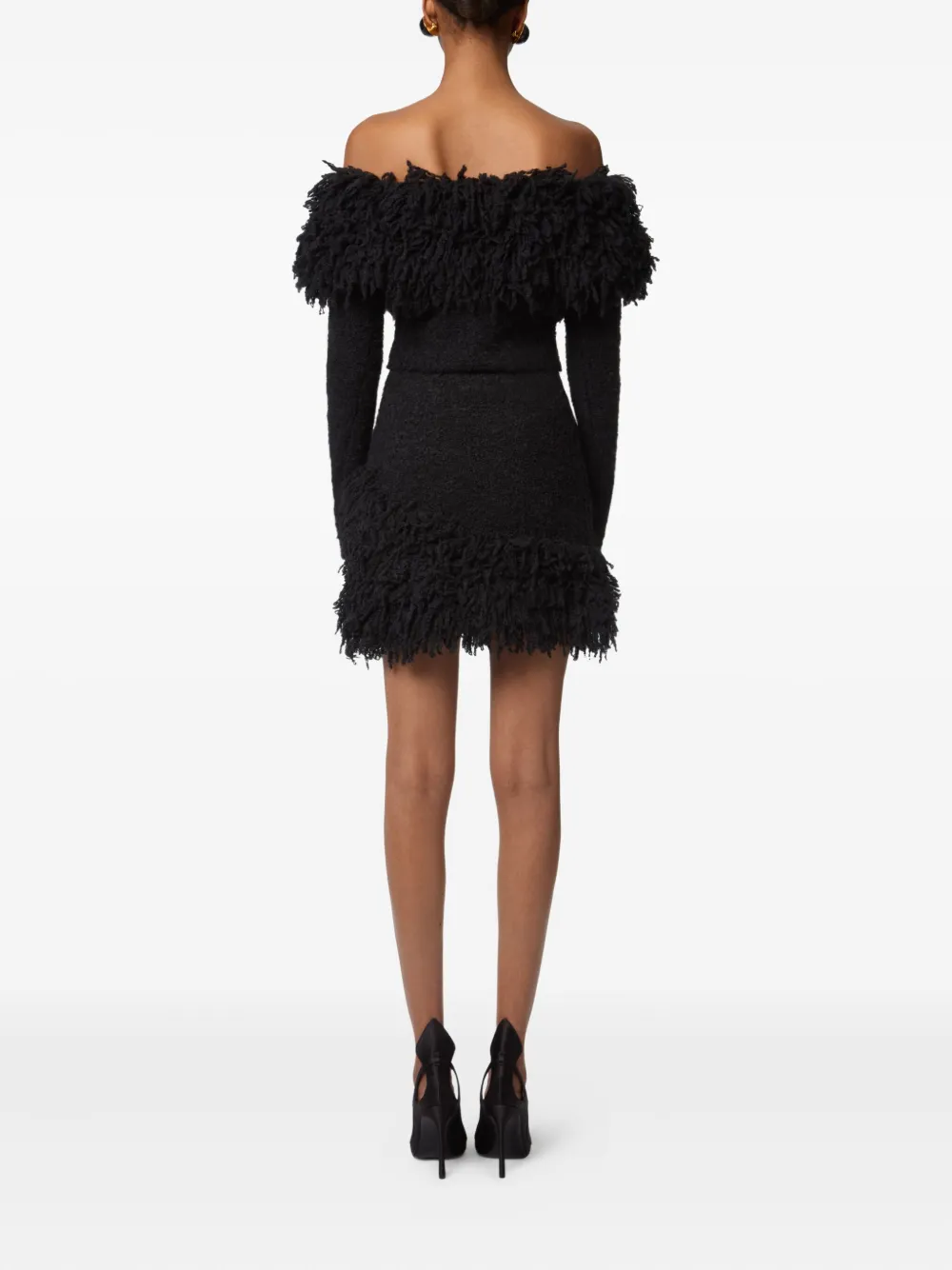 Nina Ricci fringed mini skirt Zwart