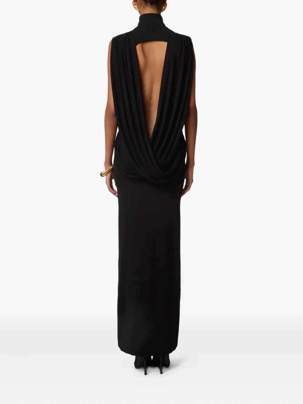 Nina Ricci Gedrapeerde maxi-jurk met hoge hals Zwart