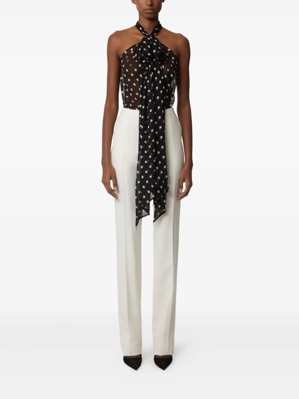 Nina Ricci Top met halternek en stippen - Zwart