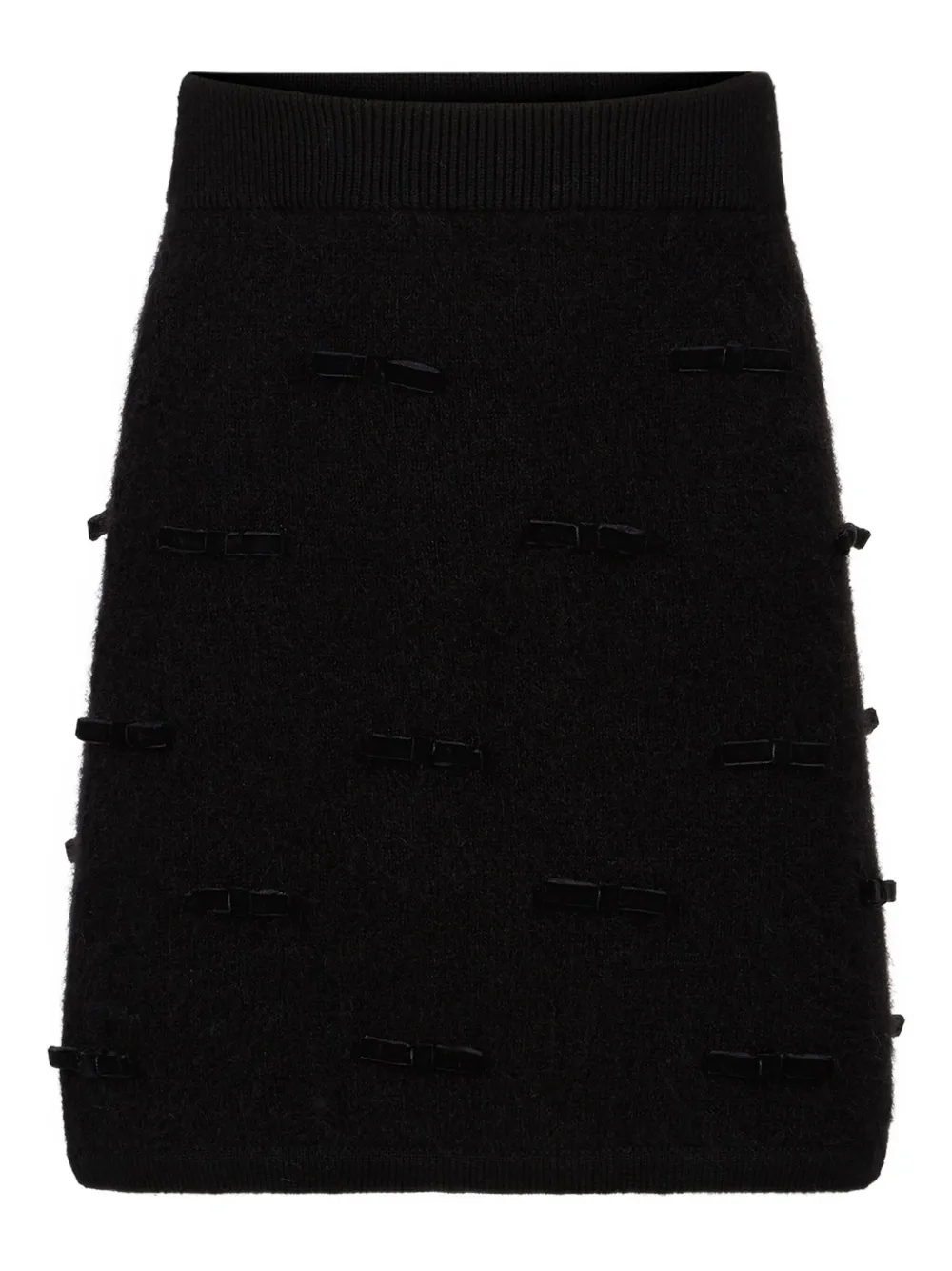 Nina Ricci Bow-embellished Knit Mini Skirt In Black