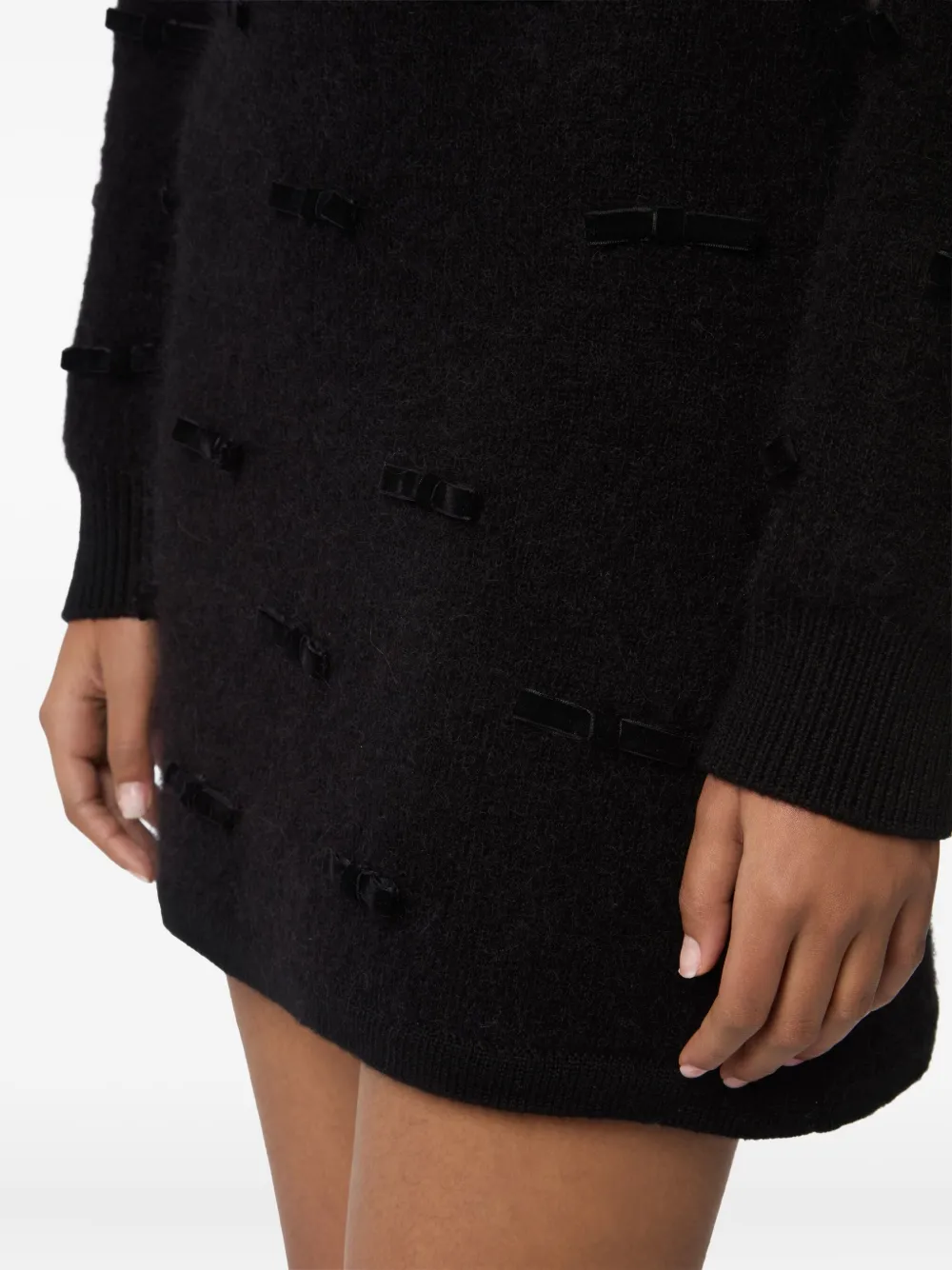 Nina Ricci Bow-embellished Knit Mini Skirt In Black