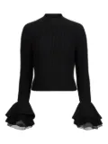 Nina Ricci ruffled-cuff wool top - Black
