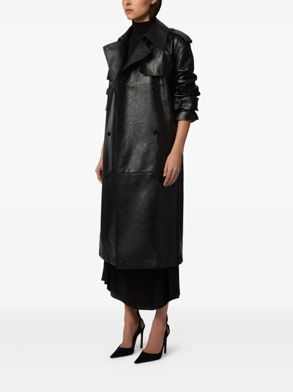 Nina Ricci Leren trenchcoat Zwart