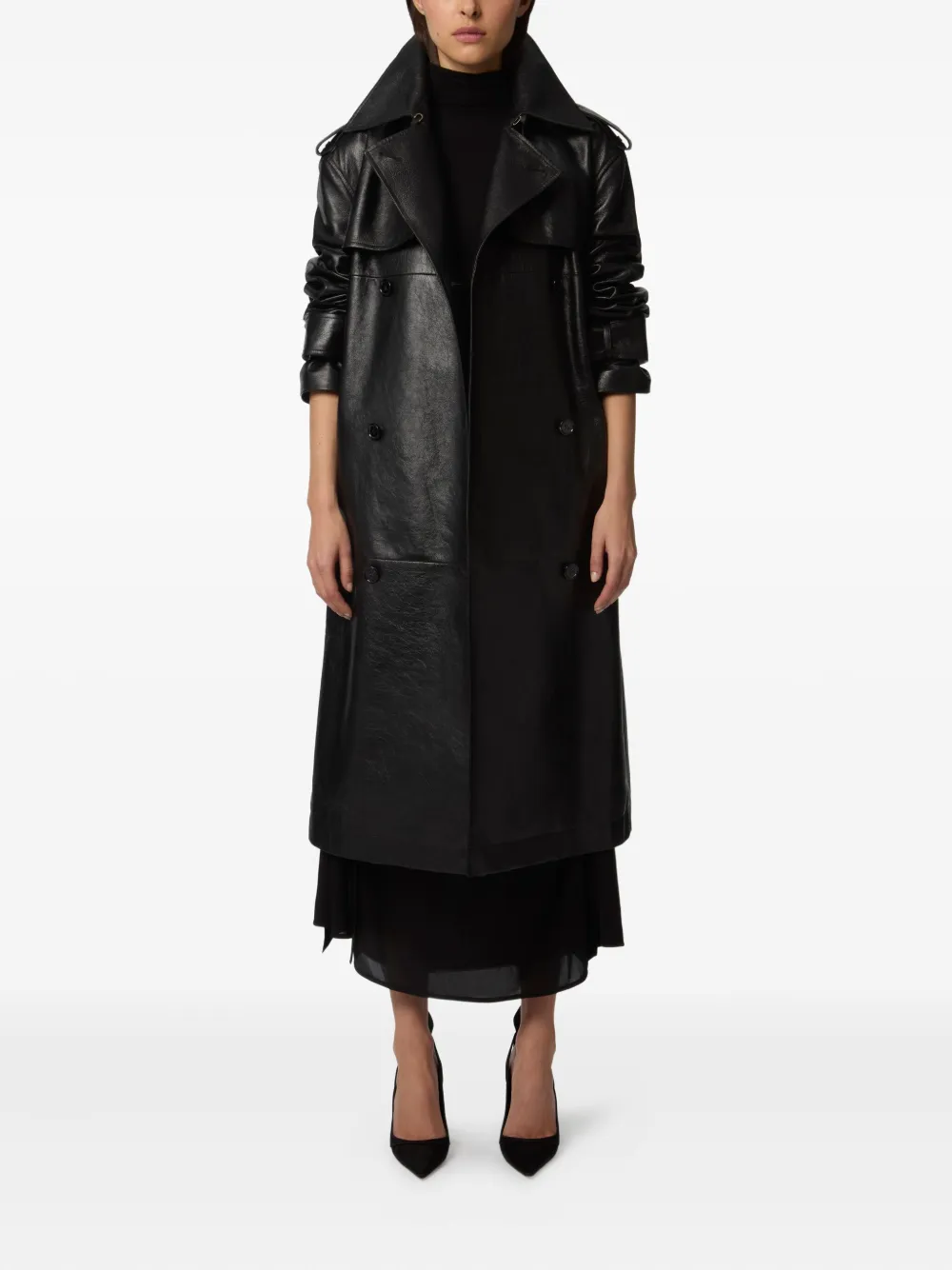 Nina Ricci Leren trenchcoat Zwart