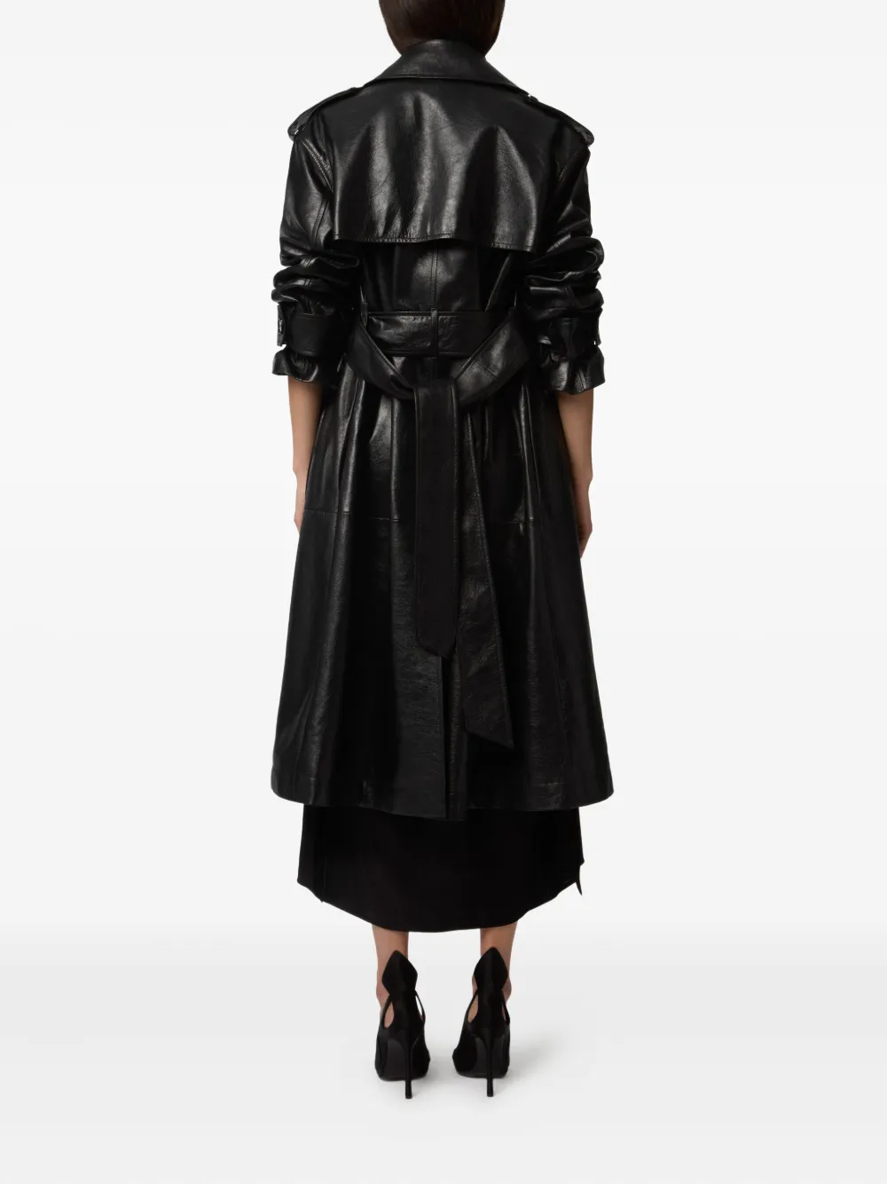 Nina Ricci Leren trenchcoat Zwart