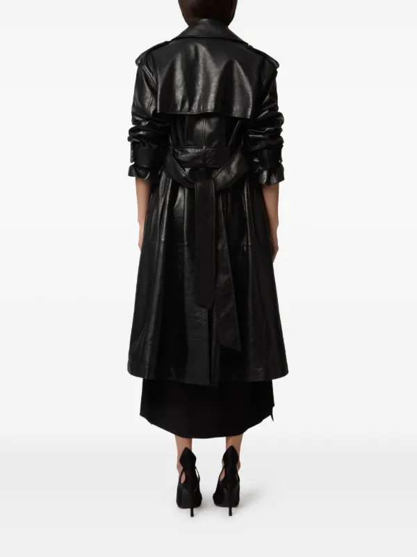 Nina Ricci レザー トレンチコート | ブラック | FARFETCH JP