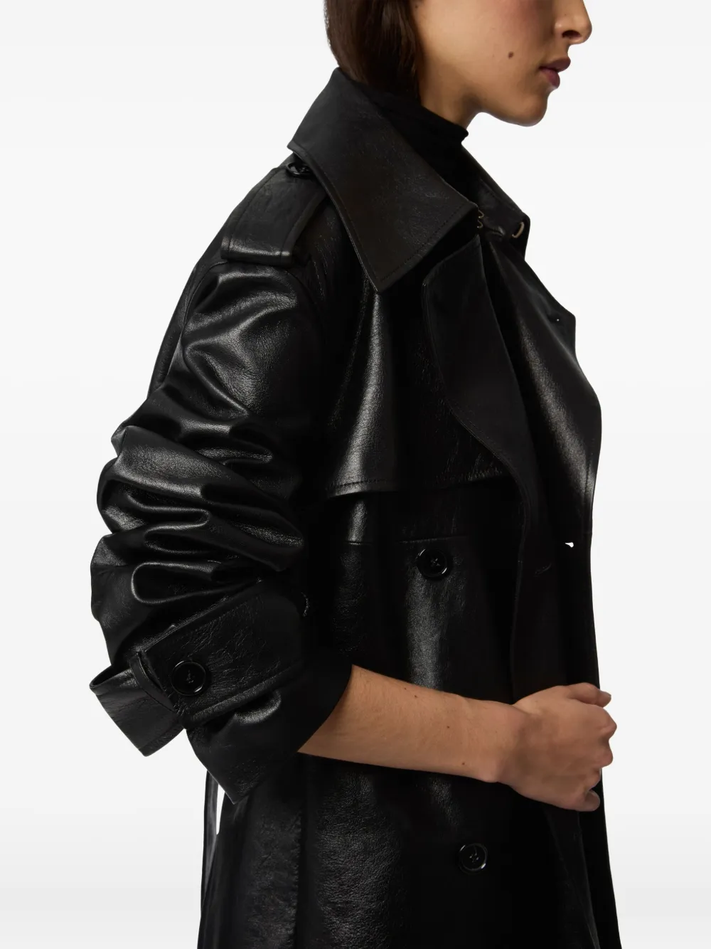 Nina Ricci Leren trenchcoat Zwart