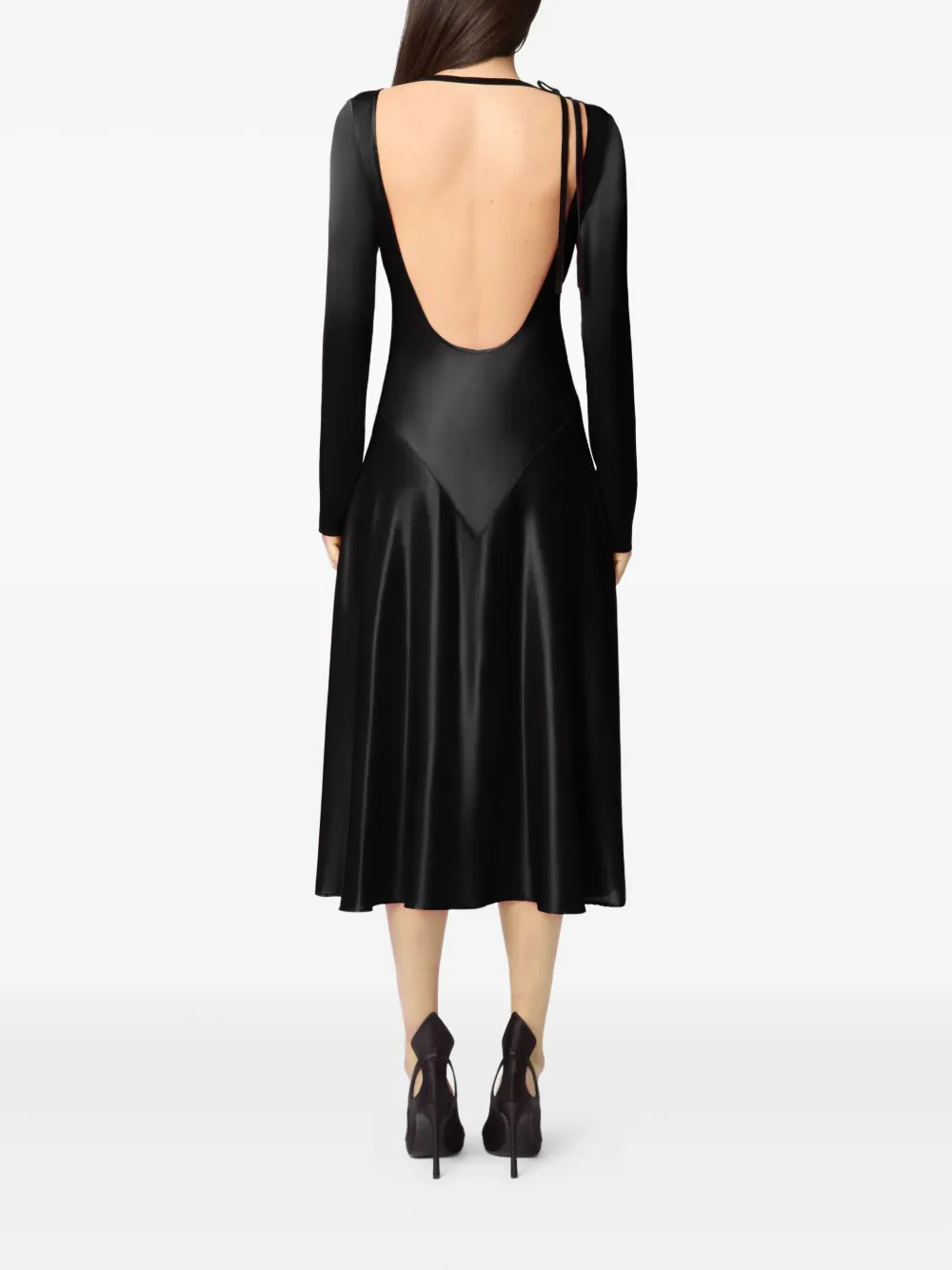 Nina Ricci Satijnen midi-jurk U9000 BLACK
