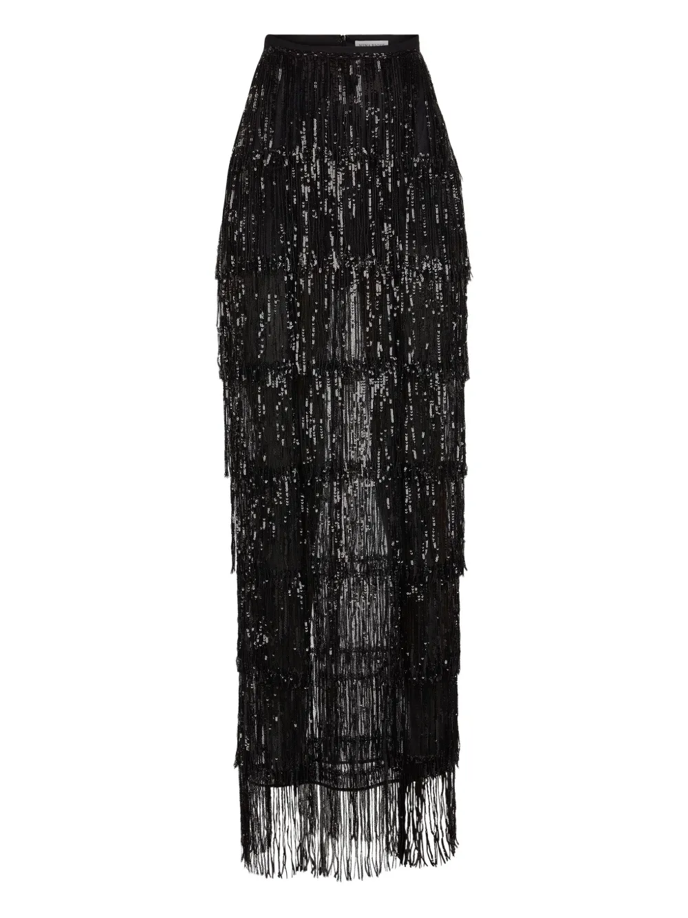 Nina Ricci Sequin-fringed Maxi Skirt In Black