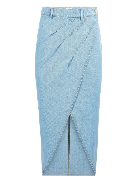 Nina Ricci draped denim midi skirt
