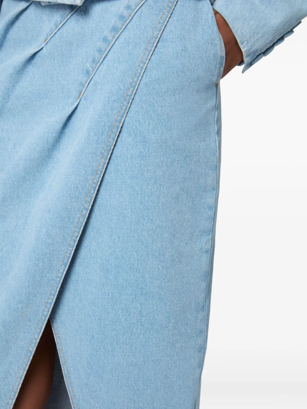 Nina Ricci draped denim midi skirt Blauw