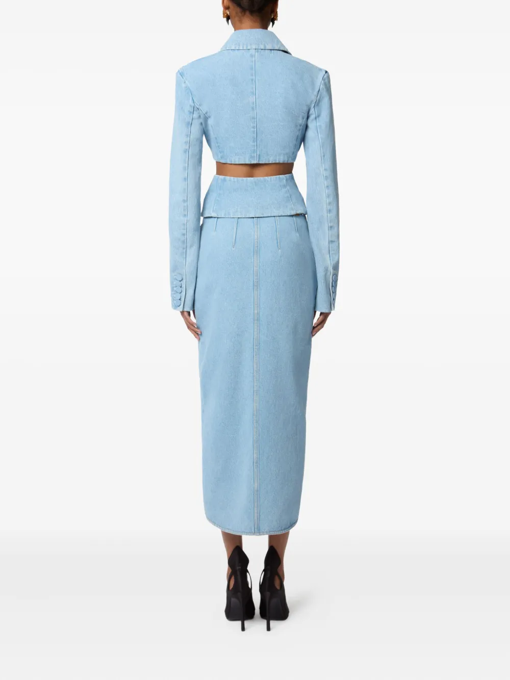 Nina Ricci draped denim midi skirt Blauw