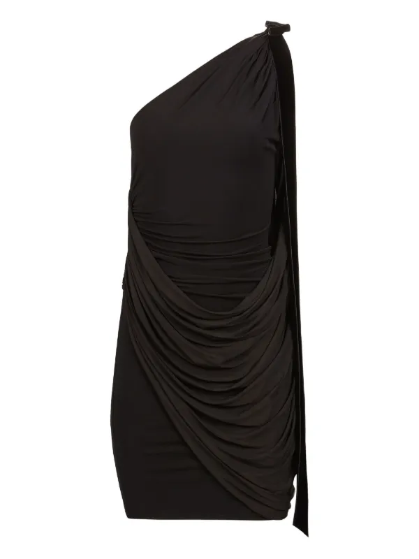 Nina Ricci One-shoulder Draped Mini Dress in Black