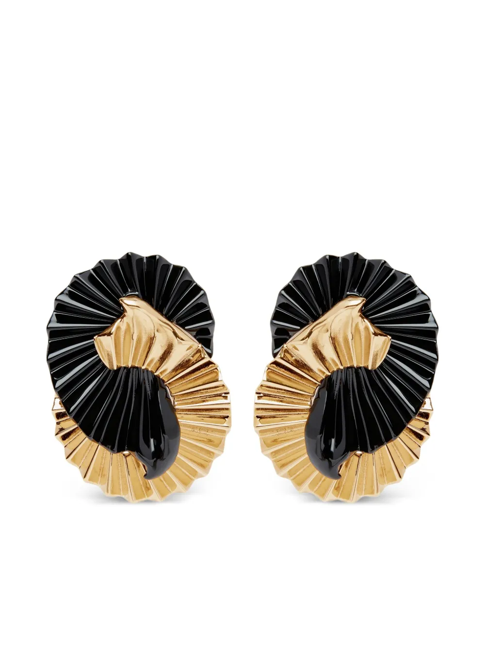 Nina Ricci Fluid Wings Pleated Earrings In Gold