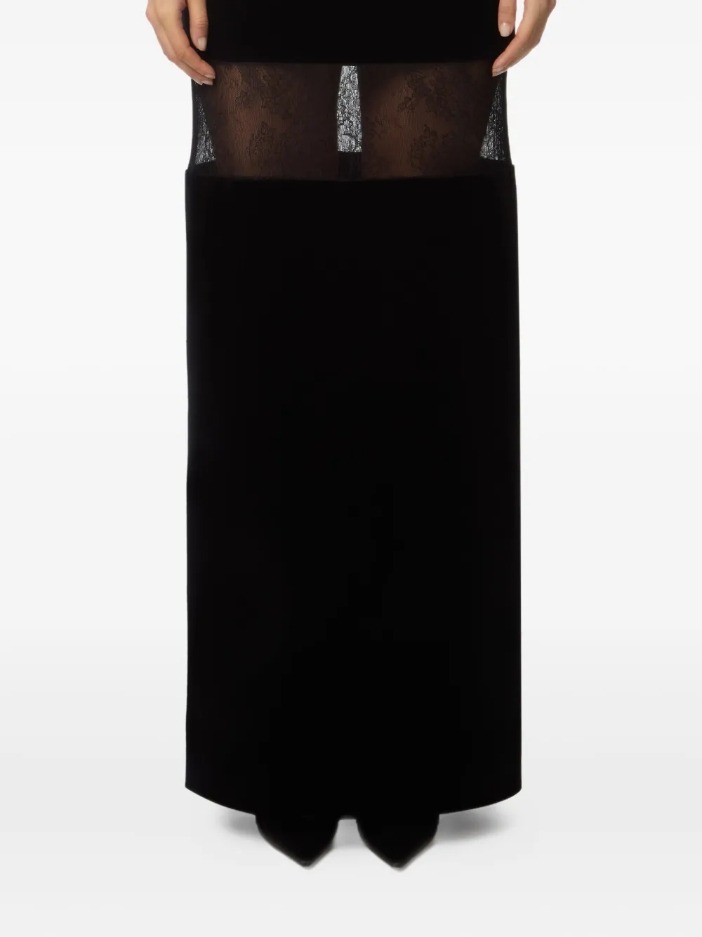 Nina Ricci Maxi-rok verfraaid met kant Zwart