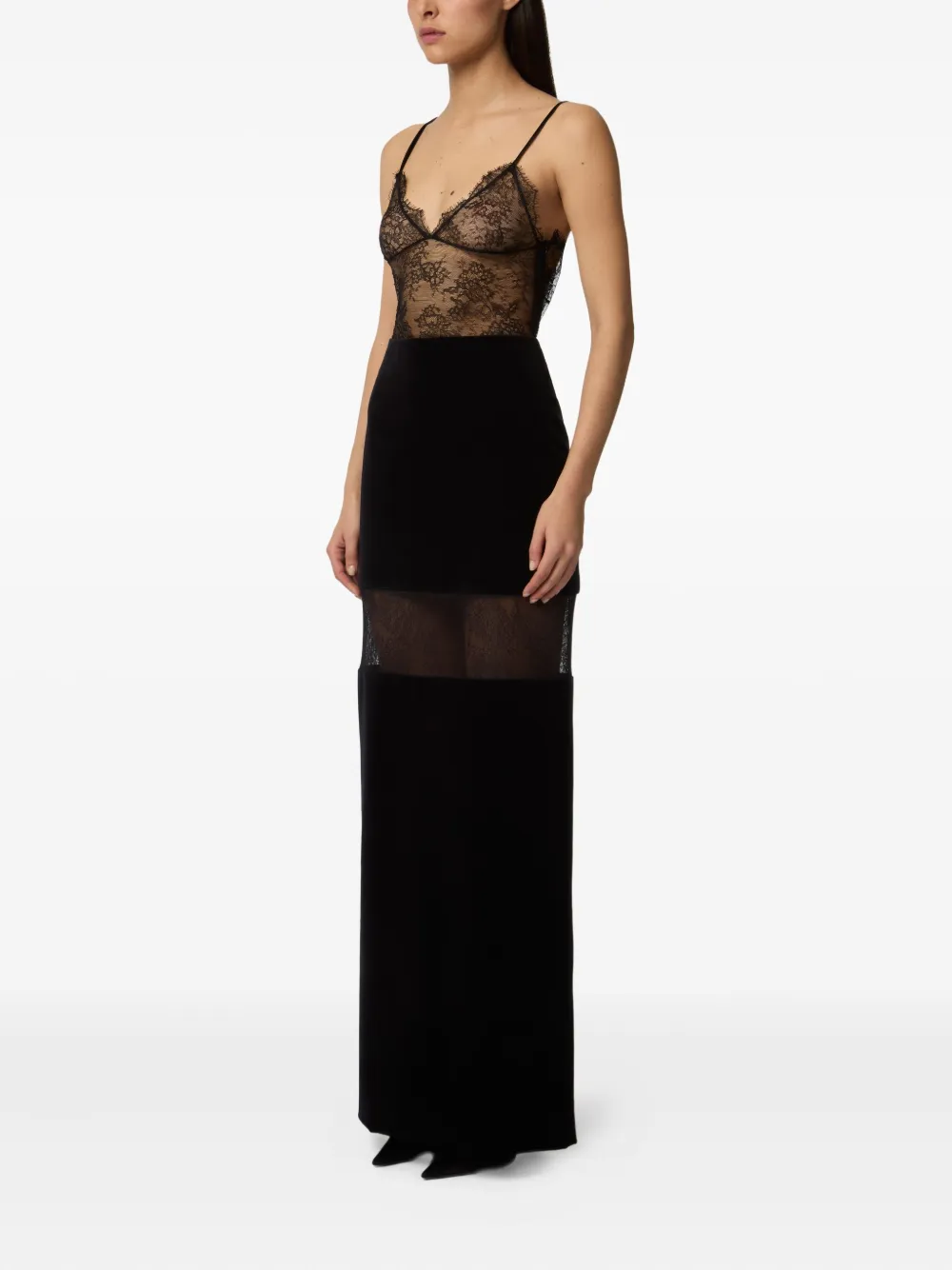Nina Ricci Maxi-rok verfraaid met kant - Zwart