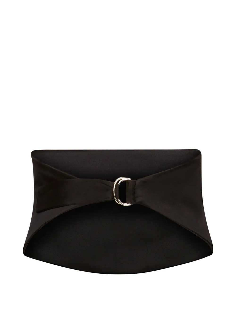 Nina Ricci Pleated Satin Belt In Black
