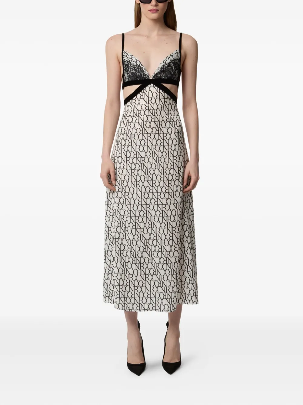 Nina Ricci Midi-jurk met kanten vlak - Wit