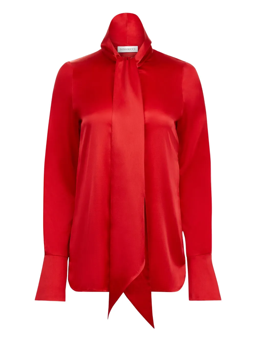 Nina Ricci camisa satinada con moño en el cuello | rojo | Image 1