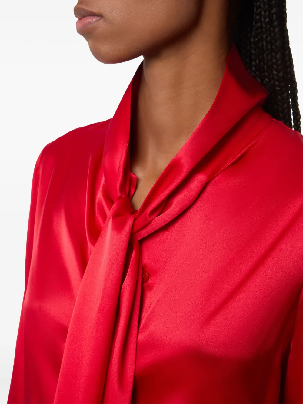 Nina Ricci Satijnen blouse met gestrikte hals Rood