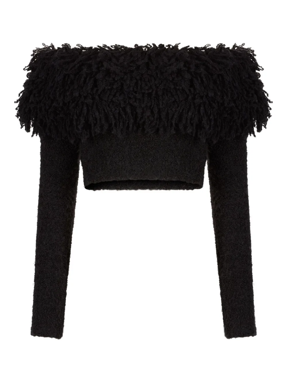 Nina Ricci off-shoulder fringe top Zwart