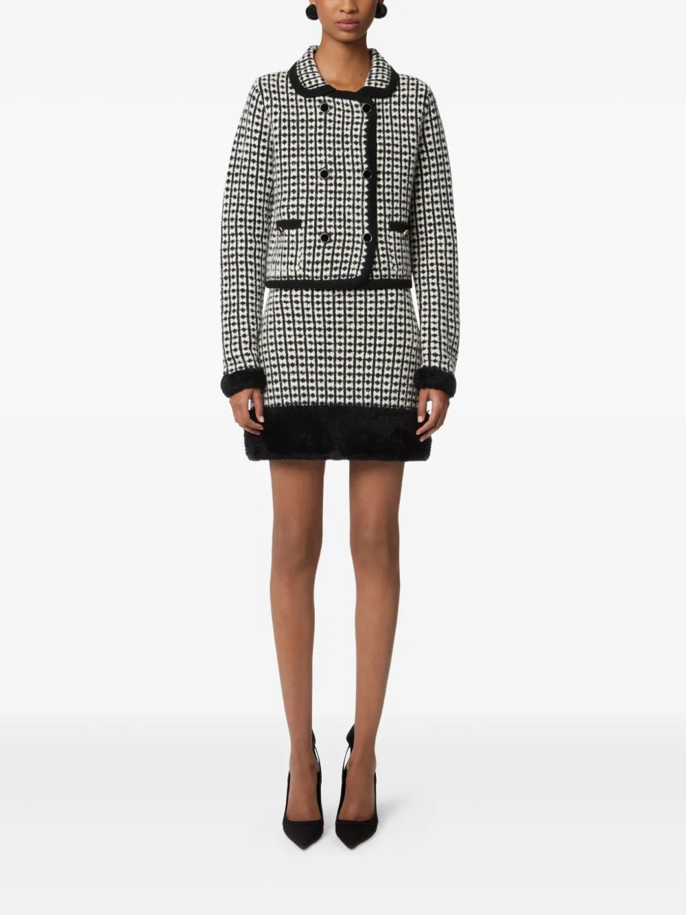 Nina Ricci tweed-effect knitted miniskirt Zwart