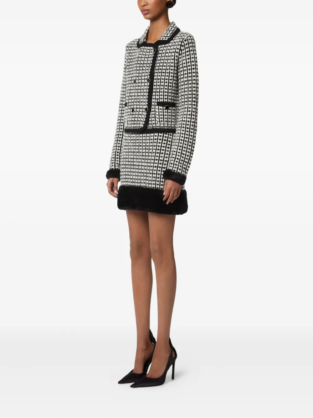 Nina Ricci tweed-effect knitted miniskirt Zwart