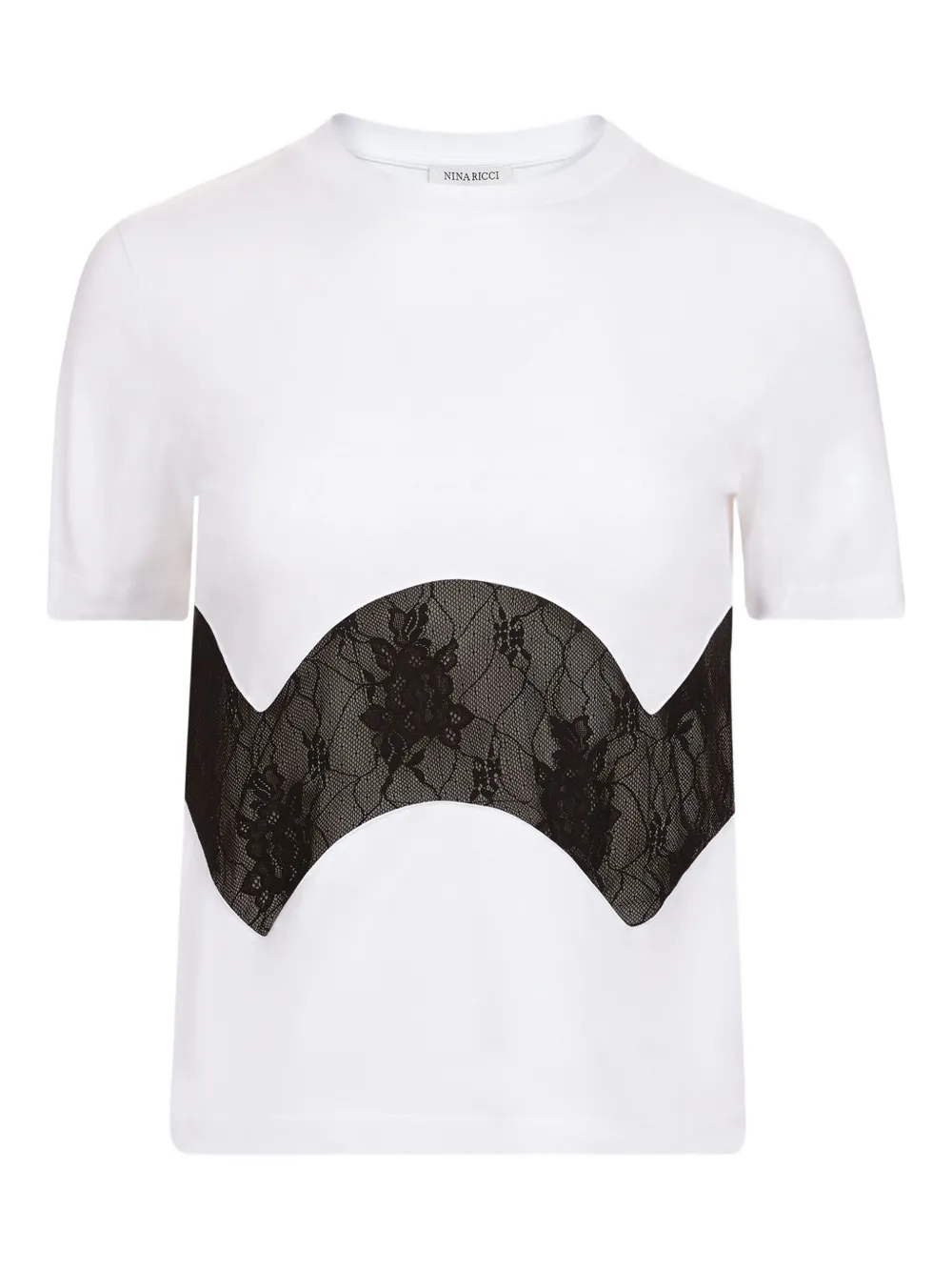 Nina Ricci lace-insert cotton T-shirt Wit