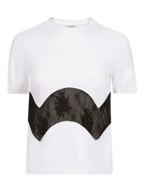 Nina Ricci lace-insert cotton T-shirt