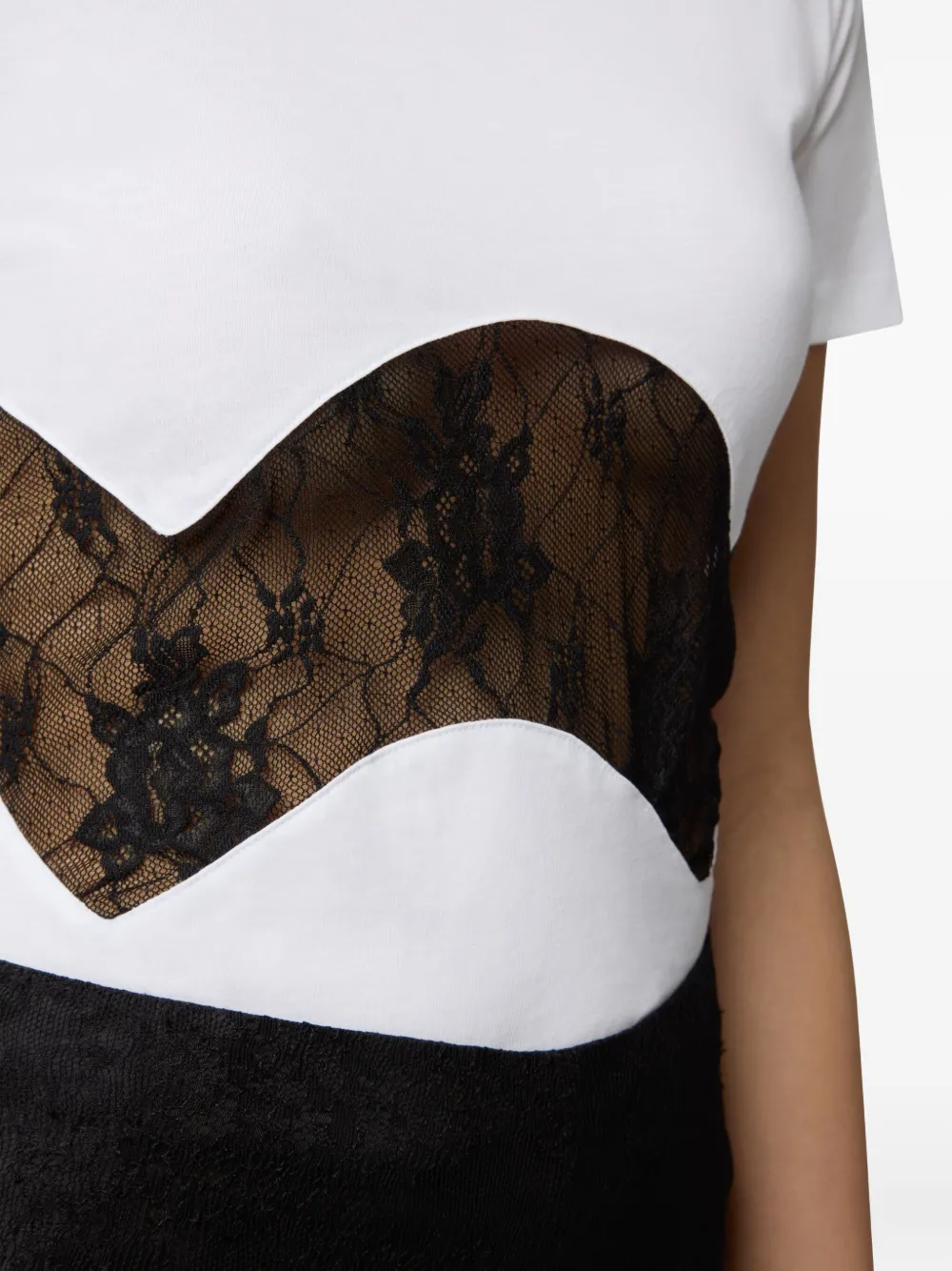 Nina Ricci lace-insert cotton T-shirt Wit
