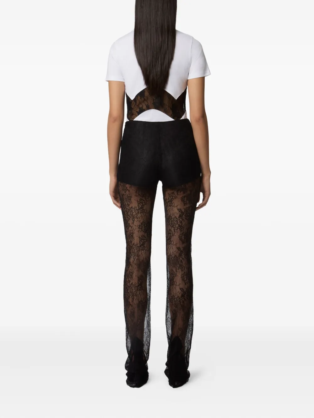 Nina Ricci lace-insert cotton T-shirt Wit