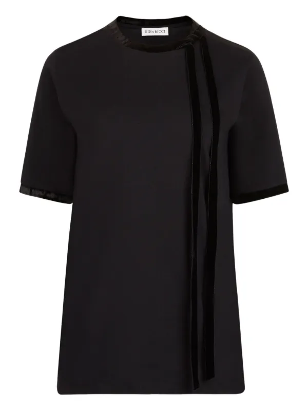 Nina Ricci ★ ベルベットトリム Tシャツ Nina Ricci ベルベットトリム トップ | ブラック | FARFETCH JP