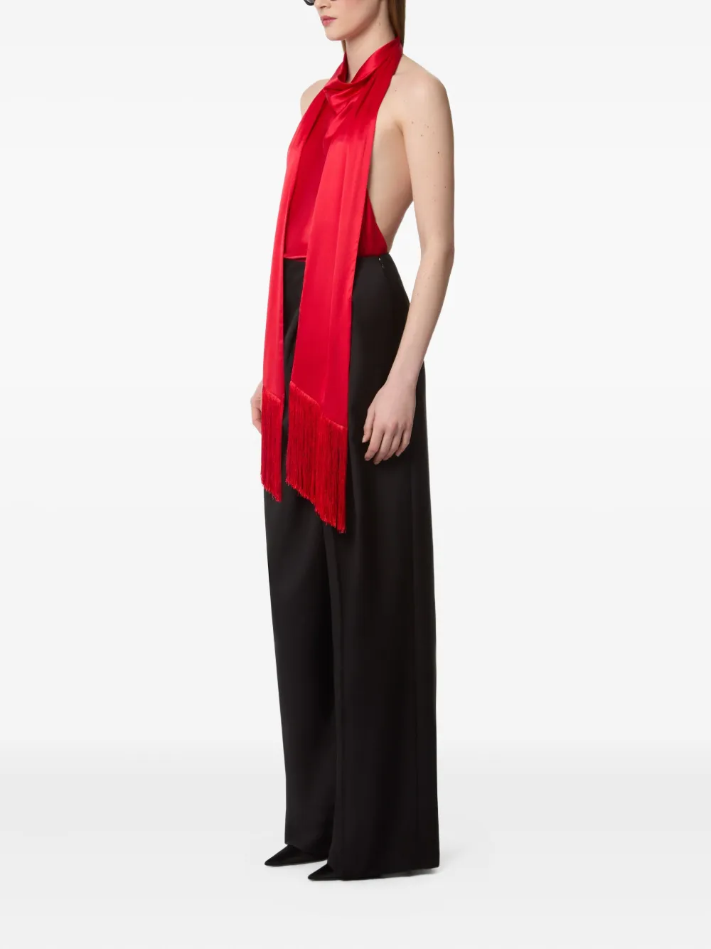 Nina Ricci halterneck fringe top Rood