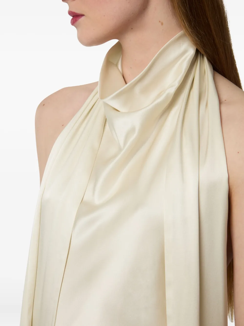 Nina Ricci Top met halternek en franje Beige