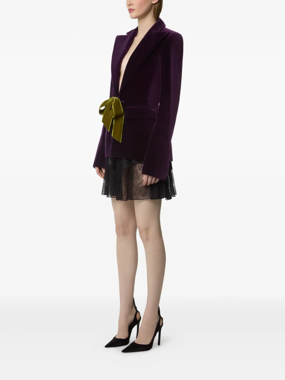 Nina Ricci Fluwelen blazer met strik Paars