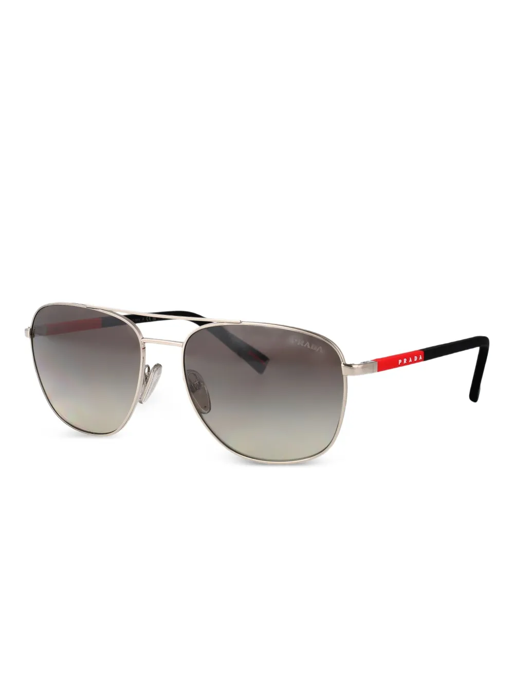 Prada Linea Rossa Zonnebril met metalen montuur Zwart