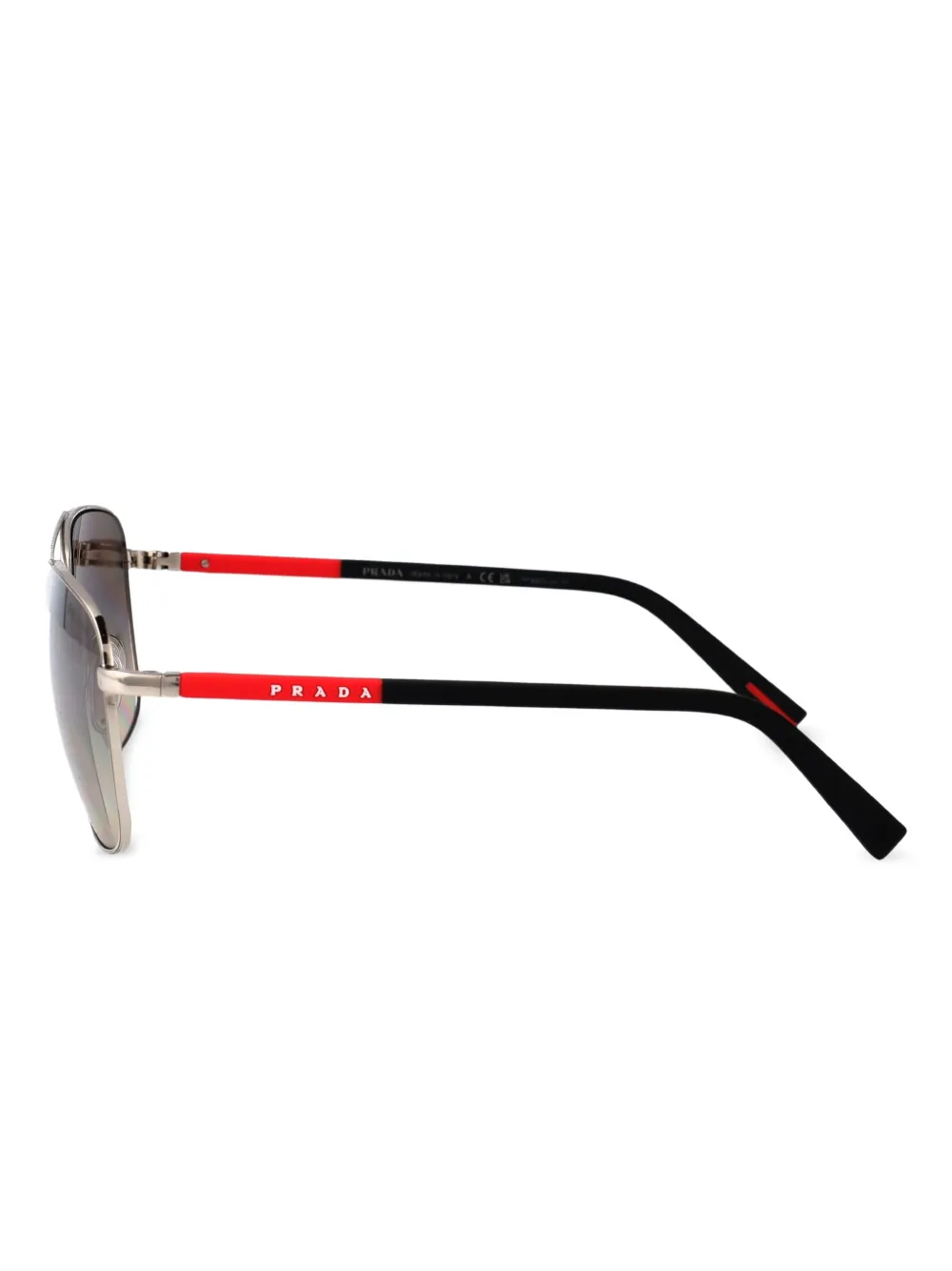 Prada Linea Rossa Zonnebril met metalen montuur Zwart